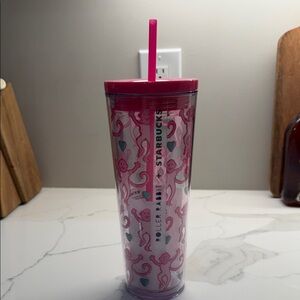 Roller Rabbit x Starbucks Collab:Pink Monkey Pattern Tumbler NEW